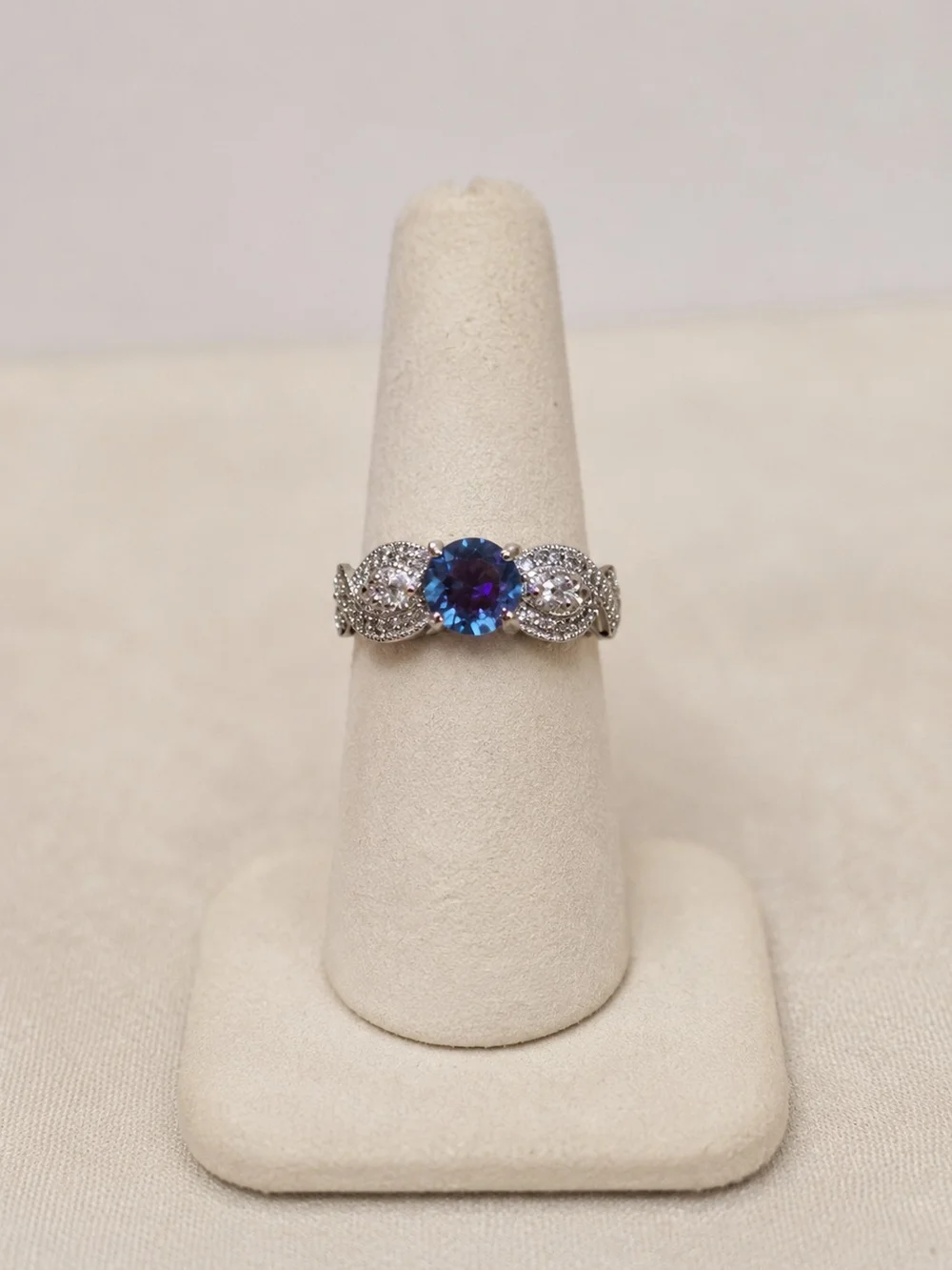 Sterling Silver Blue Mystic Topaz Halo Ring